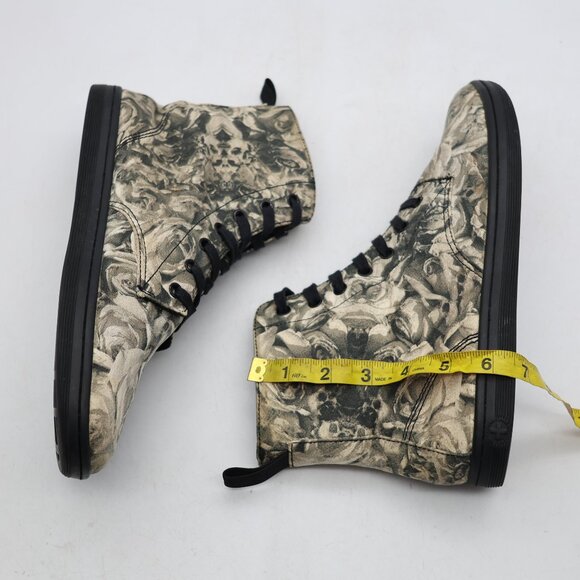 Dr Martens Hackney Boots Women's 11 Gray Skull & Roses Canvas Goth Retro Punk - Picture 6 of 10